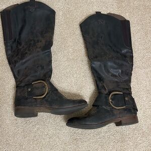 Black and Brown Knee-High Boots